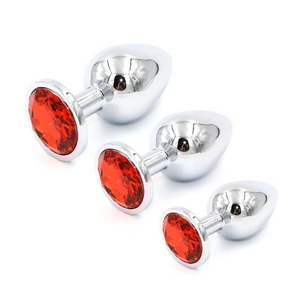 Seamless Metallinen anaalitappisetti - Punainen Koristetimantti